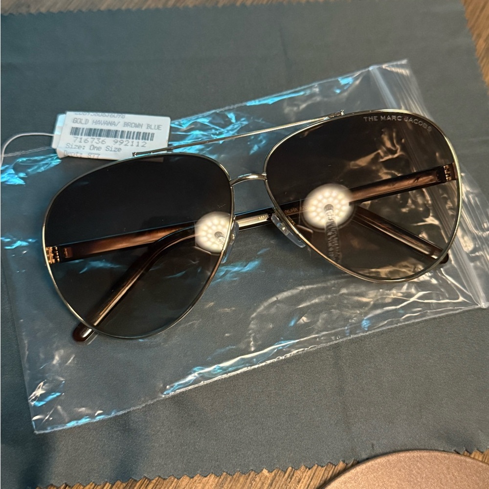Marc Jacobs Gold Havana Aviator Sunglasses
